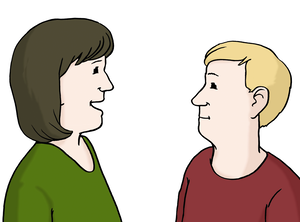 Eine Person spricht in der Beratung mit einer anderen Person.