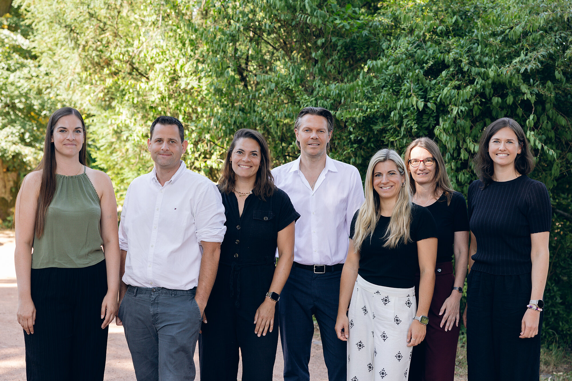 Das freii Team der Villa Schöpflin. V. l. Anna Lauer, Daniel Ott, Marie Pottstock, Peter Eichin, Angela Moser, Claudia Sturm und Julia Fischer 